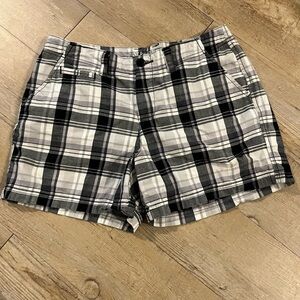 St. John's Bay Black and Gray Plaid Women's Shorts